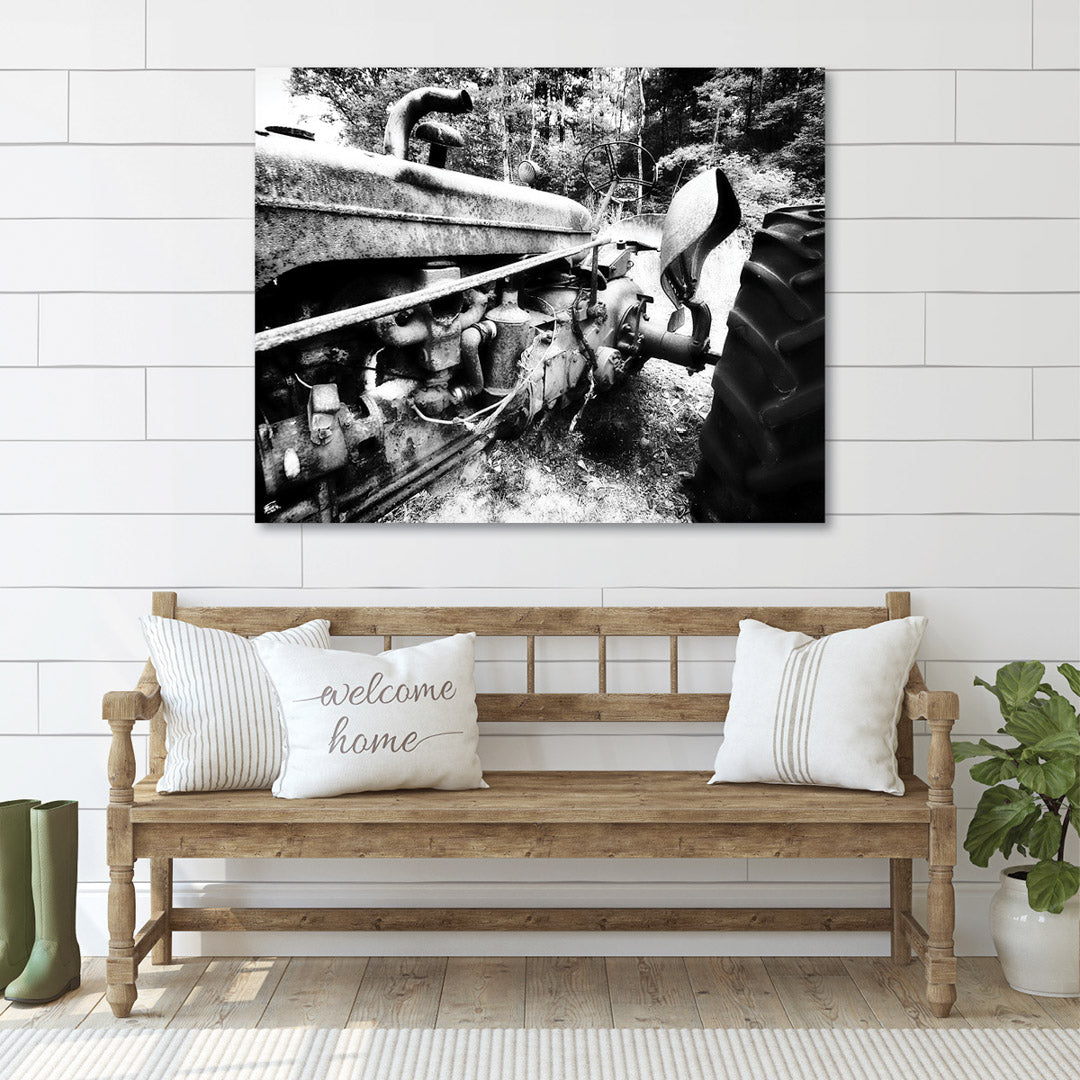 Black and White Tractor Art Print