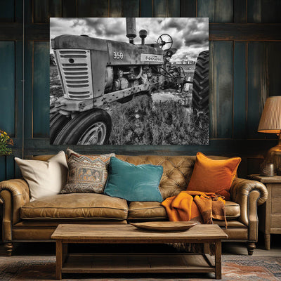 Rusting Farm Tractor Black and White Fine Art Print