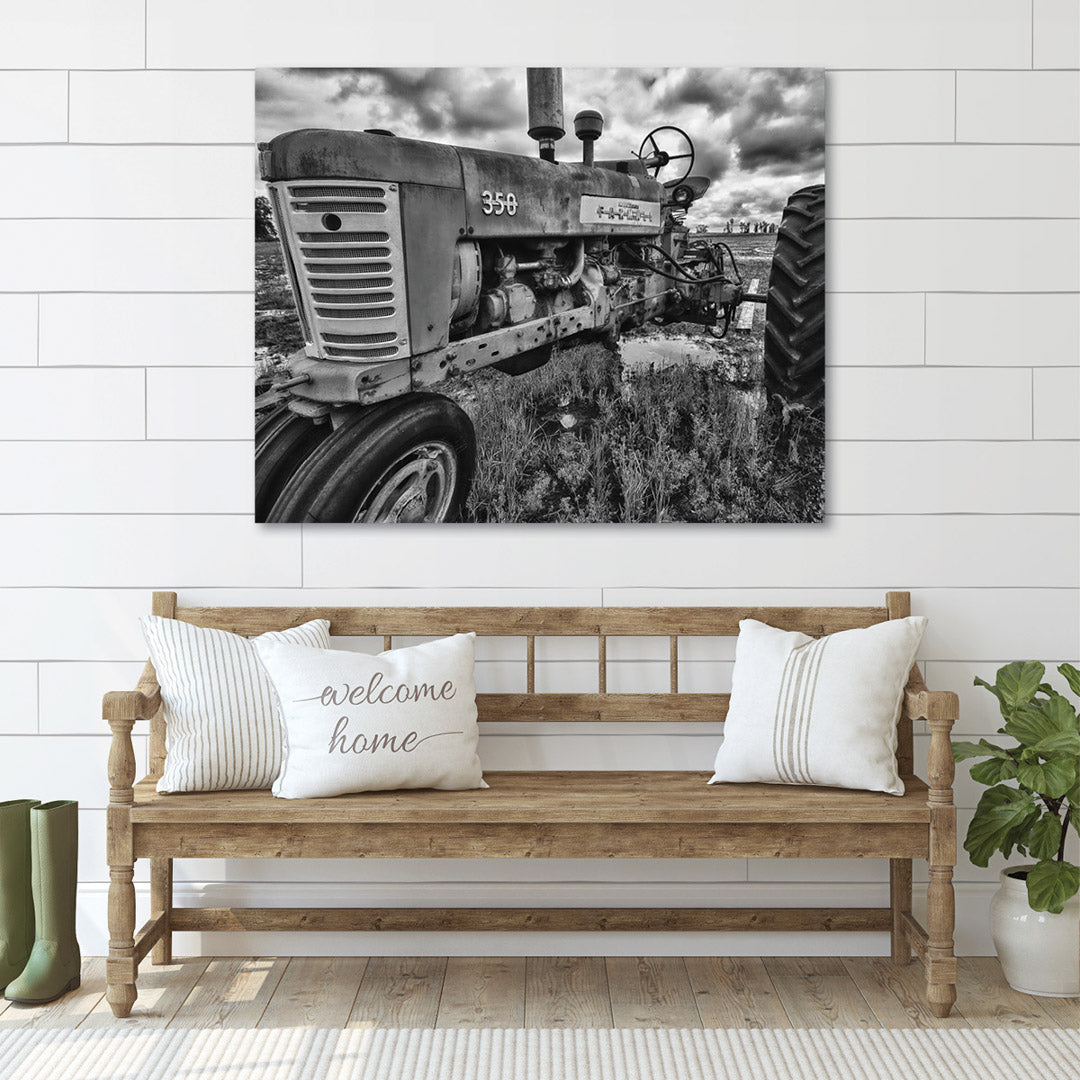 Rusting Farm Tractor Black and White Fine Art Print