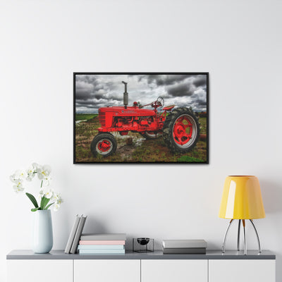 Farmhouse Red Tractor Framed Canvas Art Print