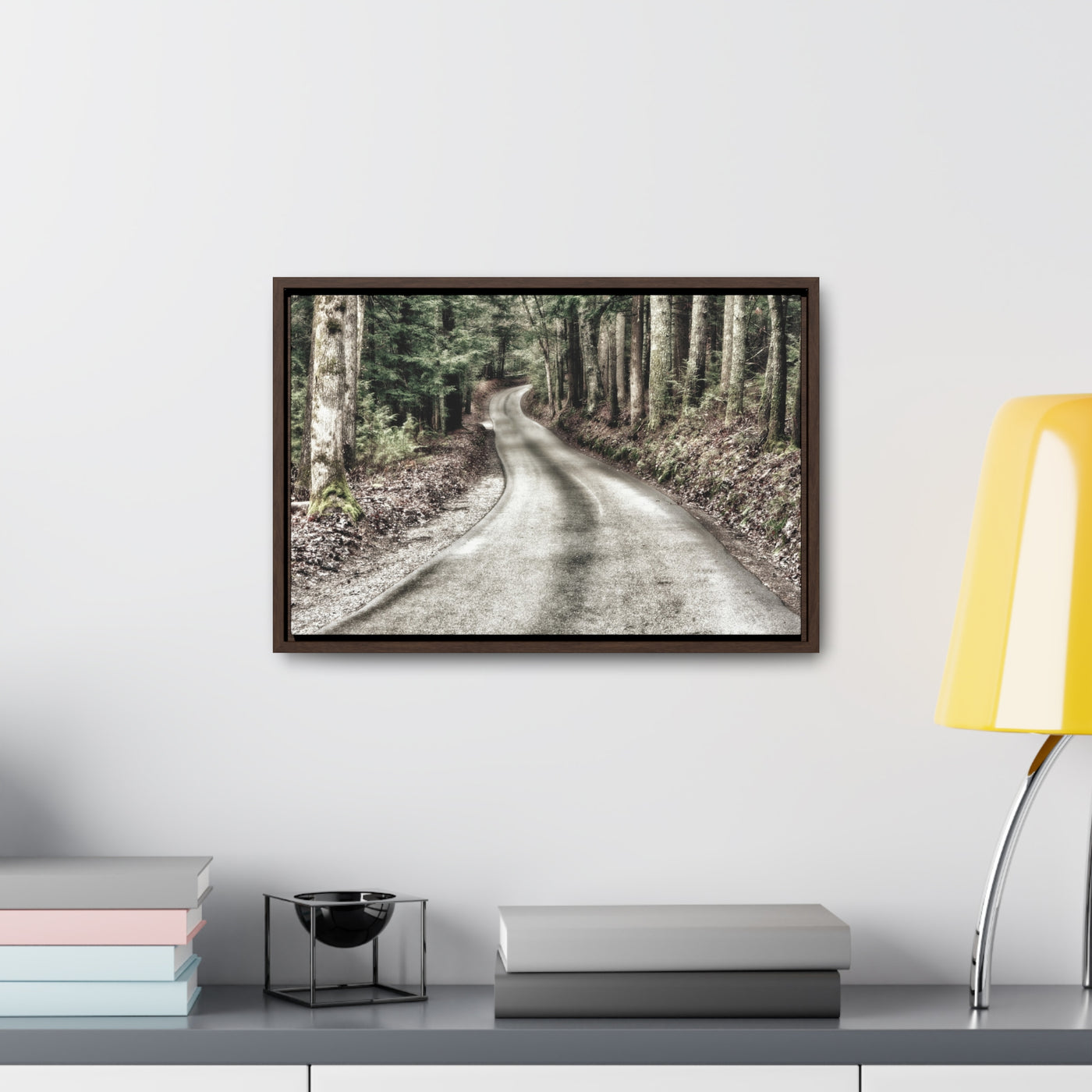 Rustic Mountain Road Framed Canvas Art Print