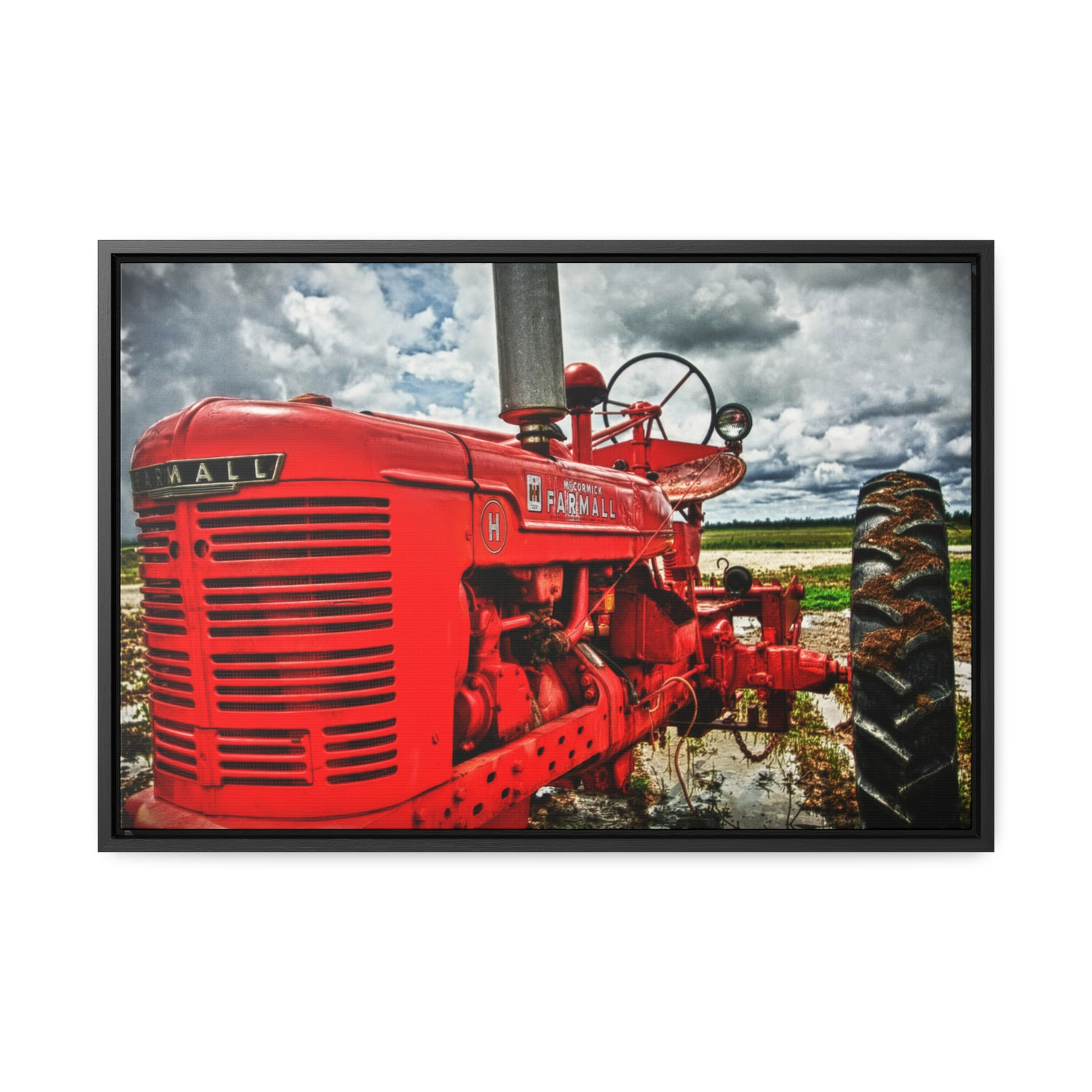 Red Tractor Farmall Framed Canvas Art Print