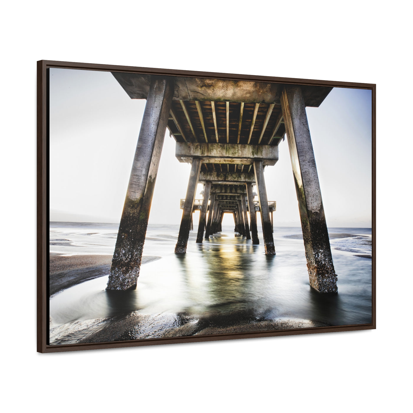 Beach Pier Framed Canvas Wall Art Print