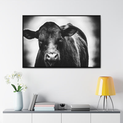 Black and White Cow Art Framed Canvas Wrap