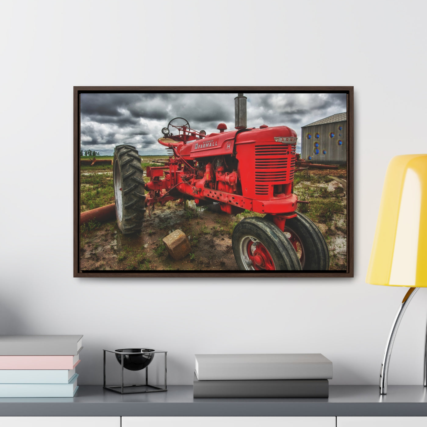 Red Tractor Framed Canvas Art Print