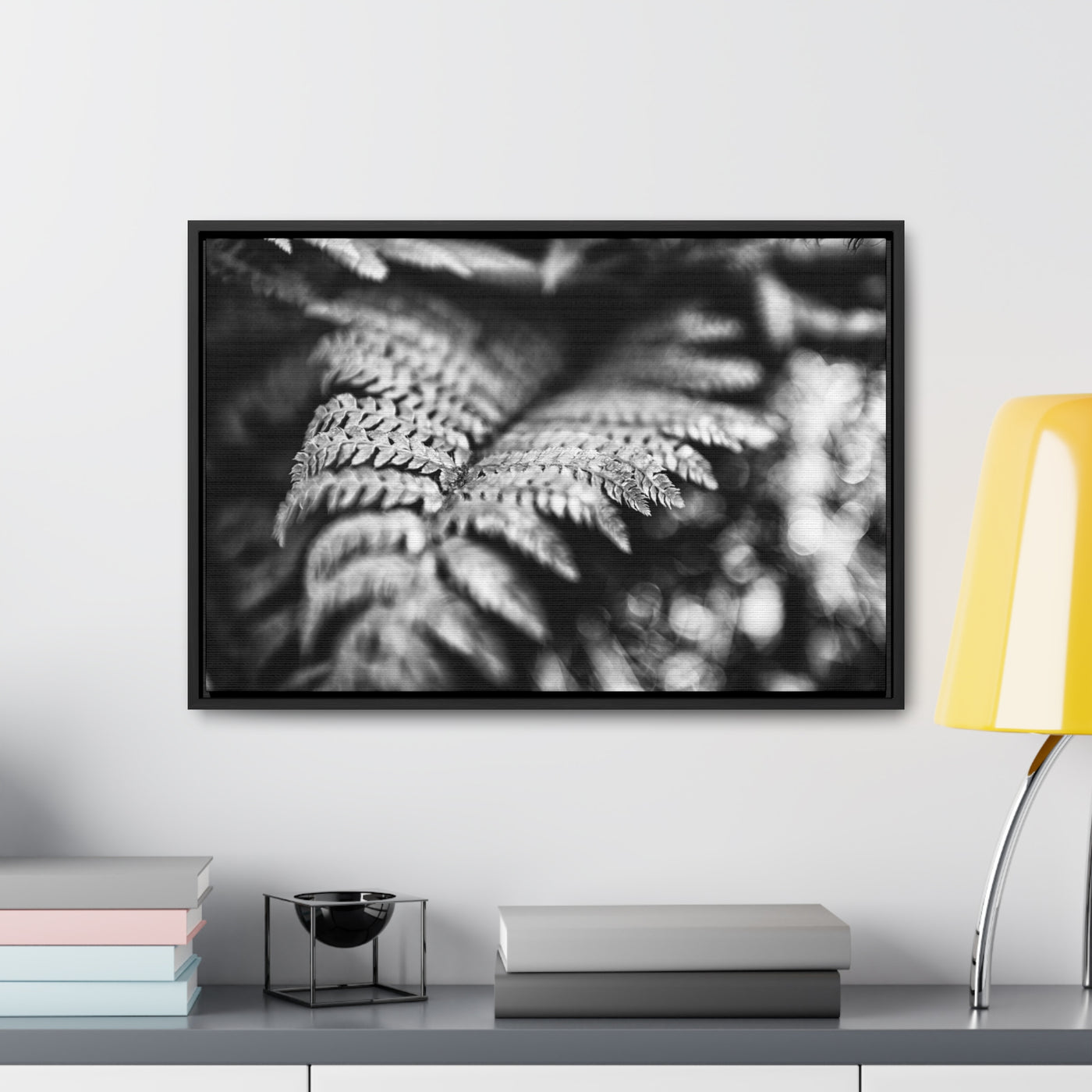 Black and White Fern Framed Canvas Art Prints