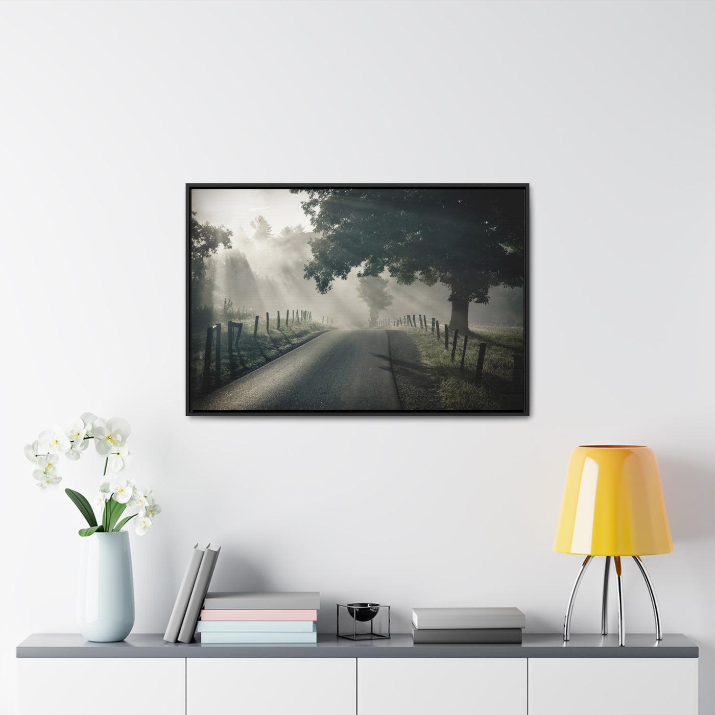 Old Country Road Framed Canvas Art Print