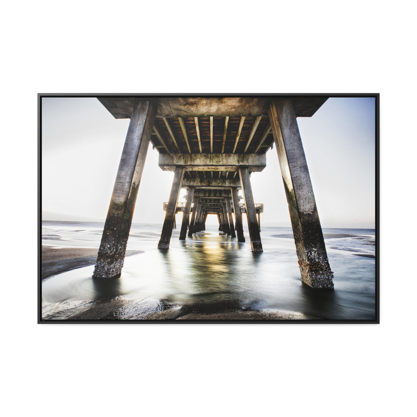 Beach Pier Framed Canvas Wall Art Print