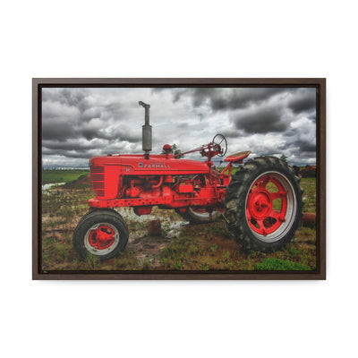 Farmhouse Red Tractor Framed Canvas Art Print