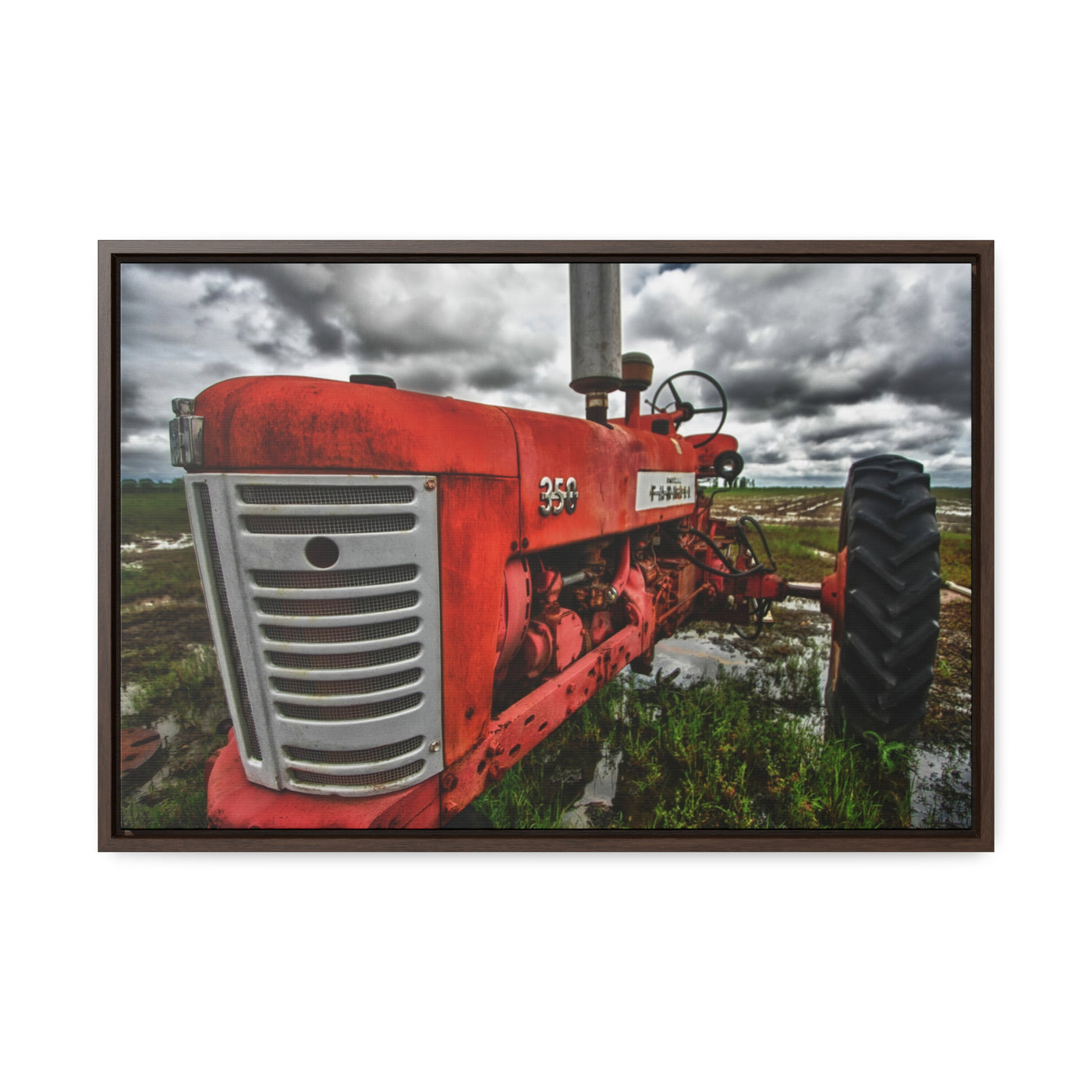 Country Home Antique Tractor Framed Canvas Wall Art Print