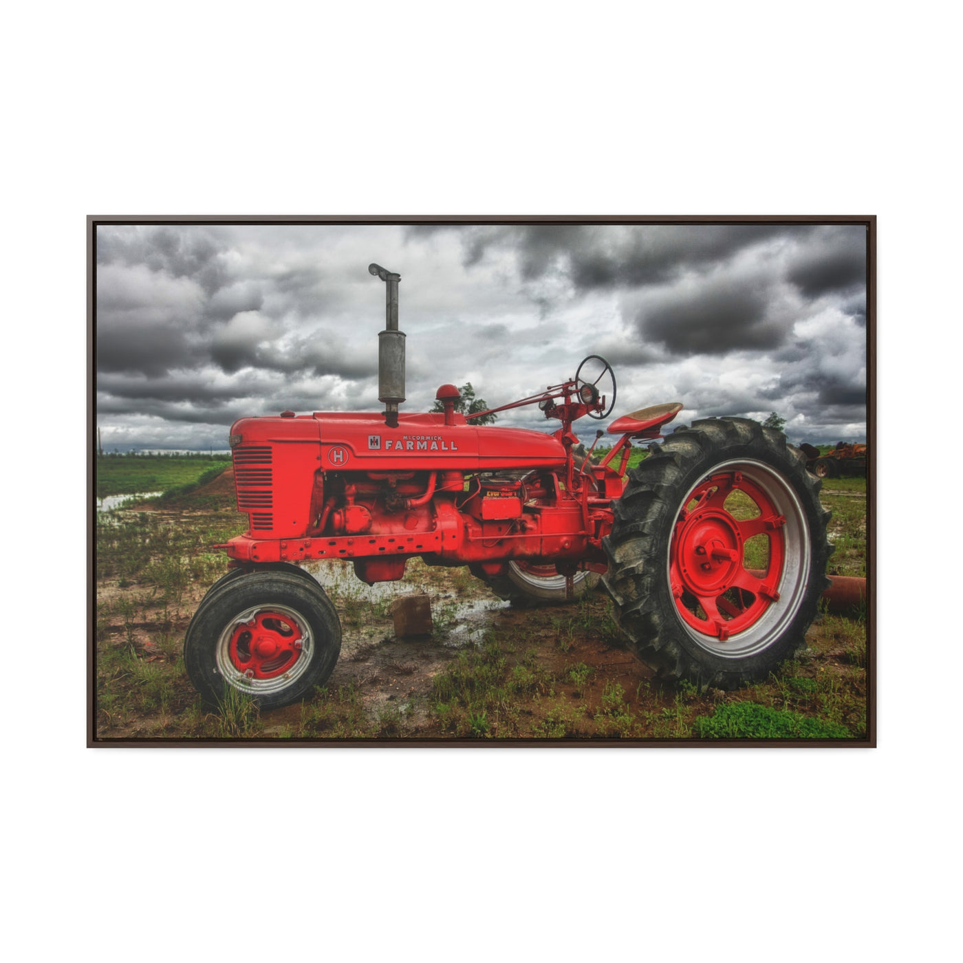 Farmhouse Red Tractor Framed Canvas Art Print