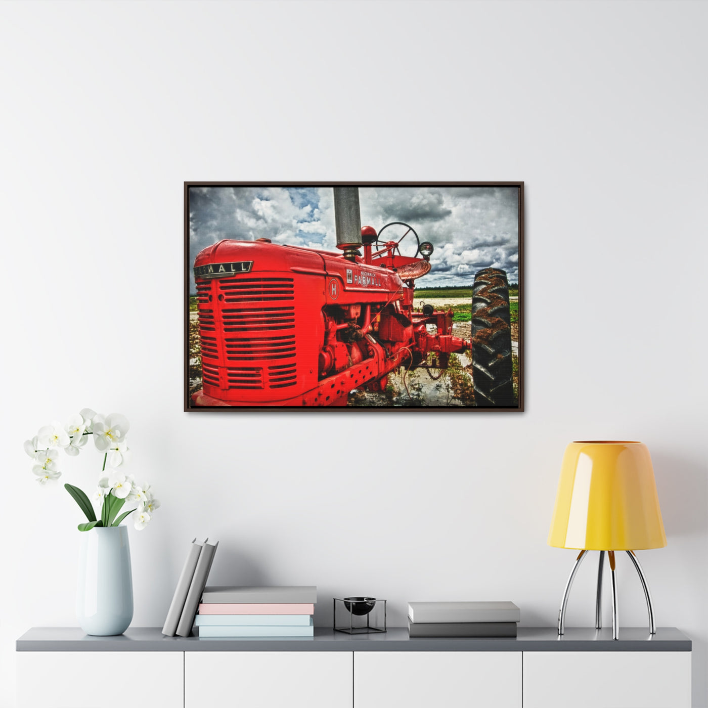 Red Tractor Farmall Framed Canvas Art Print