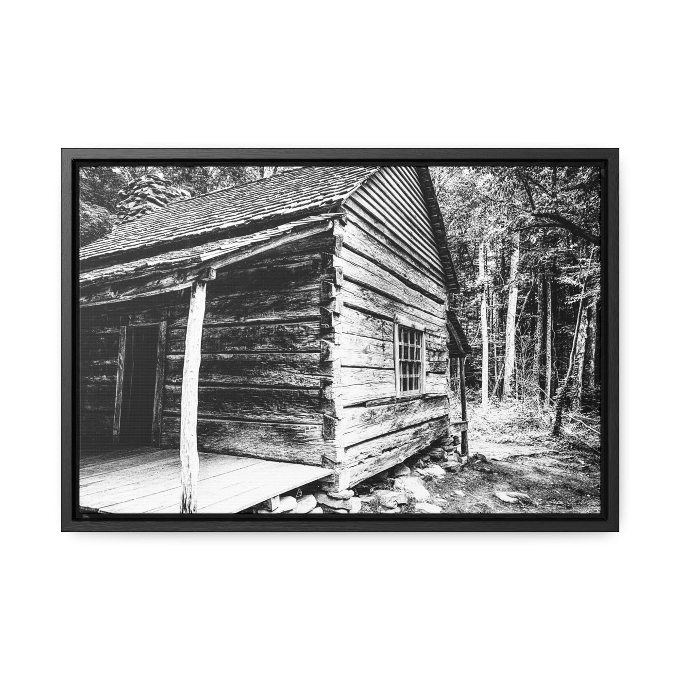 Old Log Cabin Black and White Wall Art