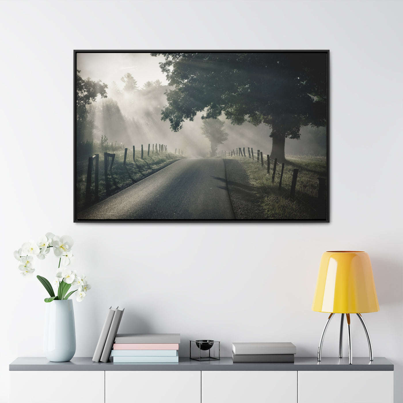 Old Country Road Framed Canvas Art Print