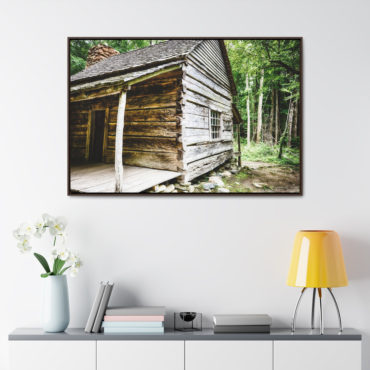 Rustic Log Cabin Framed Wall Artwork