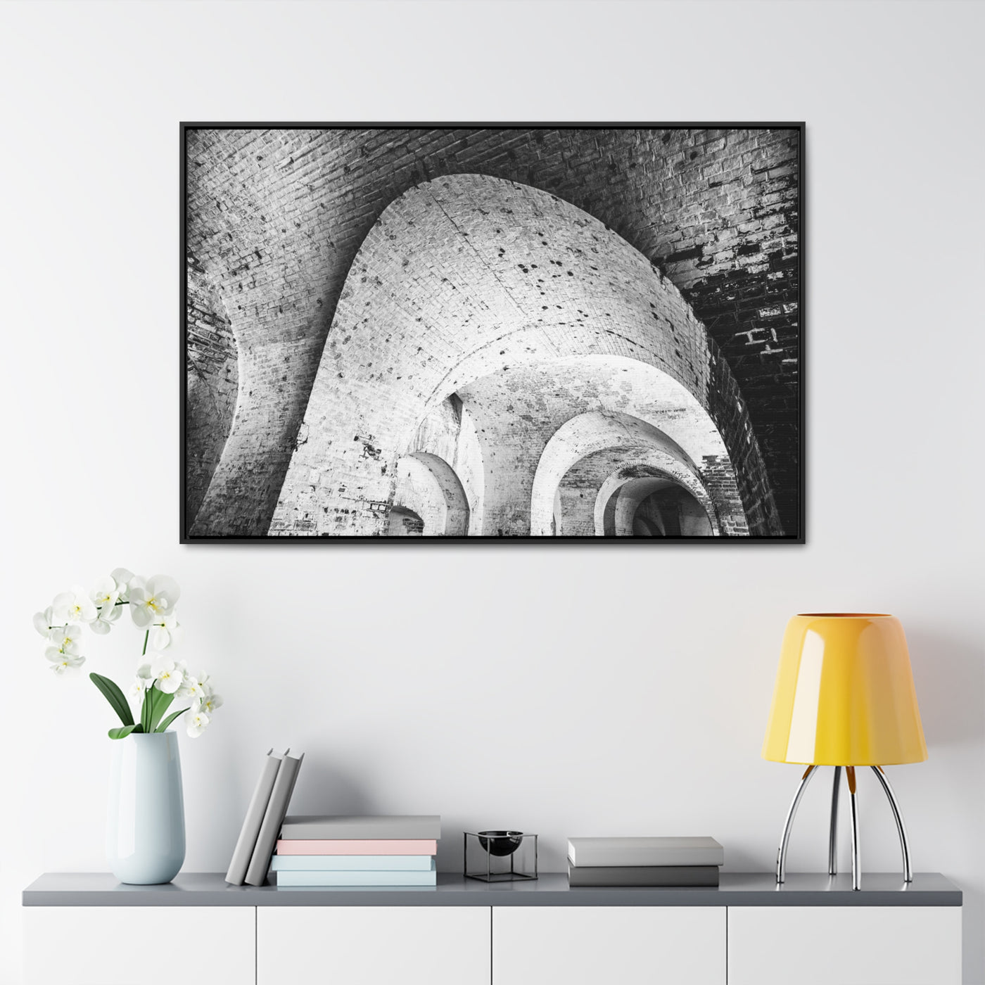 Black and White Abstract Architectural Framed Canvas Artwork