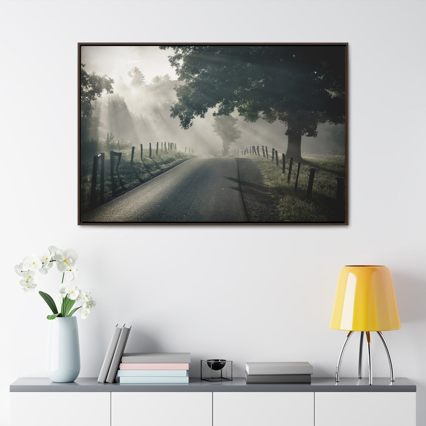 Old Country Road Framed Canvas Art Print