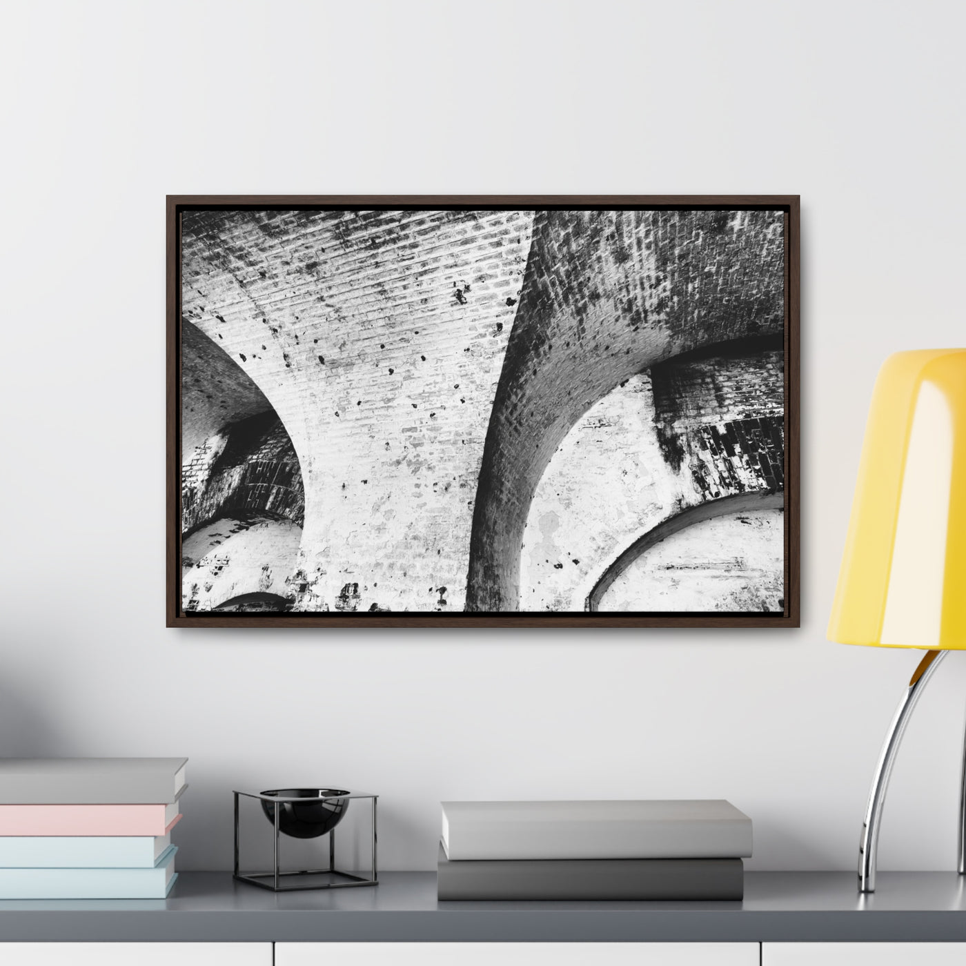 Fine Art Abstract Architectural  Black and White Framed Canvas Artwork