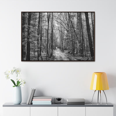 Dirt Road Black and White Framed Canvas Wrap