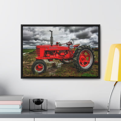 Farmhouse Red Tractor Framed Canvas Art Print