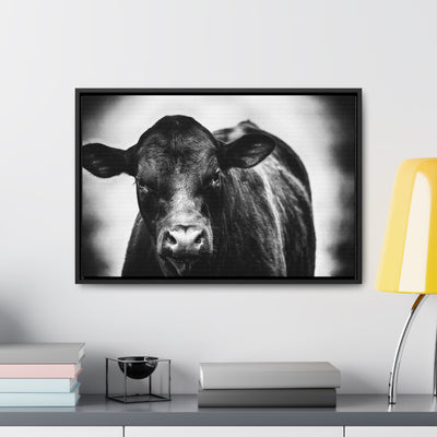 Black and White Cow Art Framed Canvas Wrap