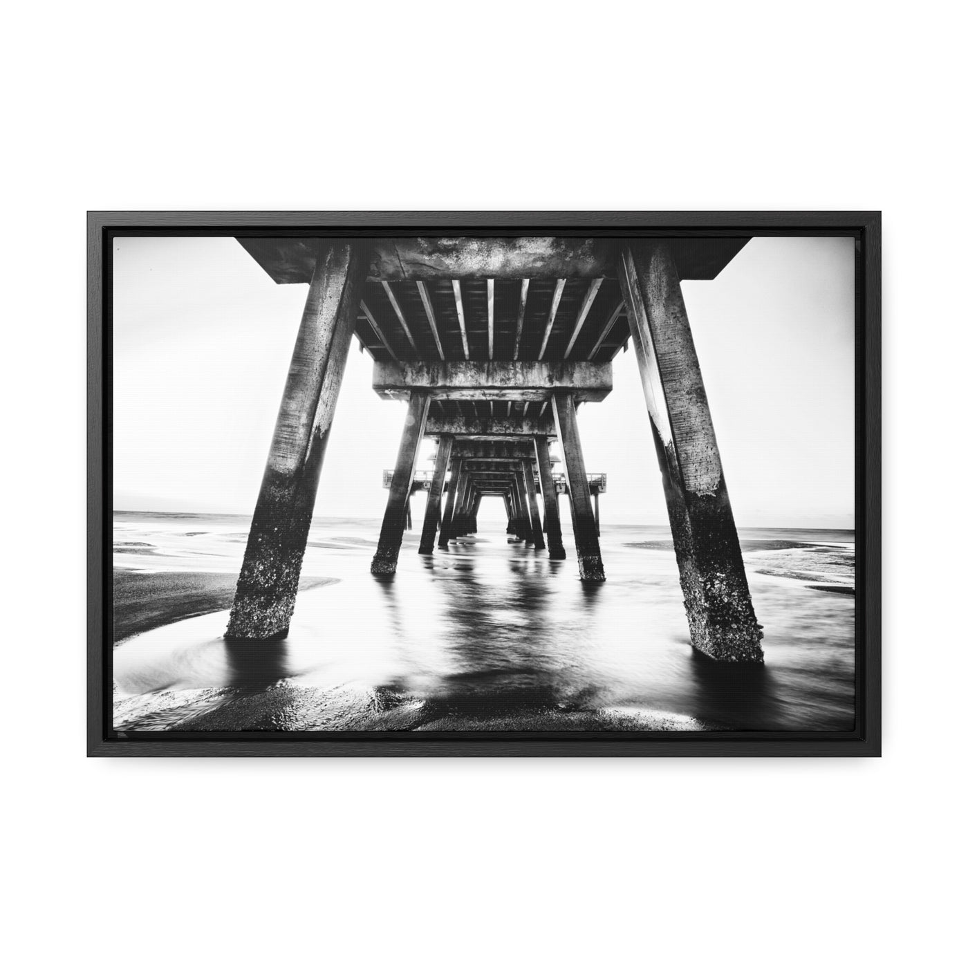 Black and White Beach Pier Wall Art Print