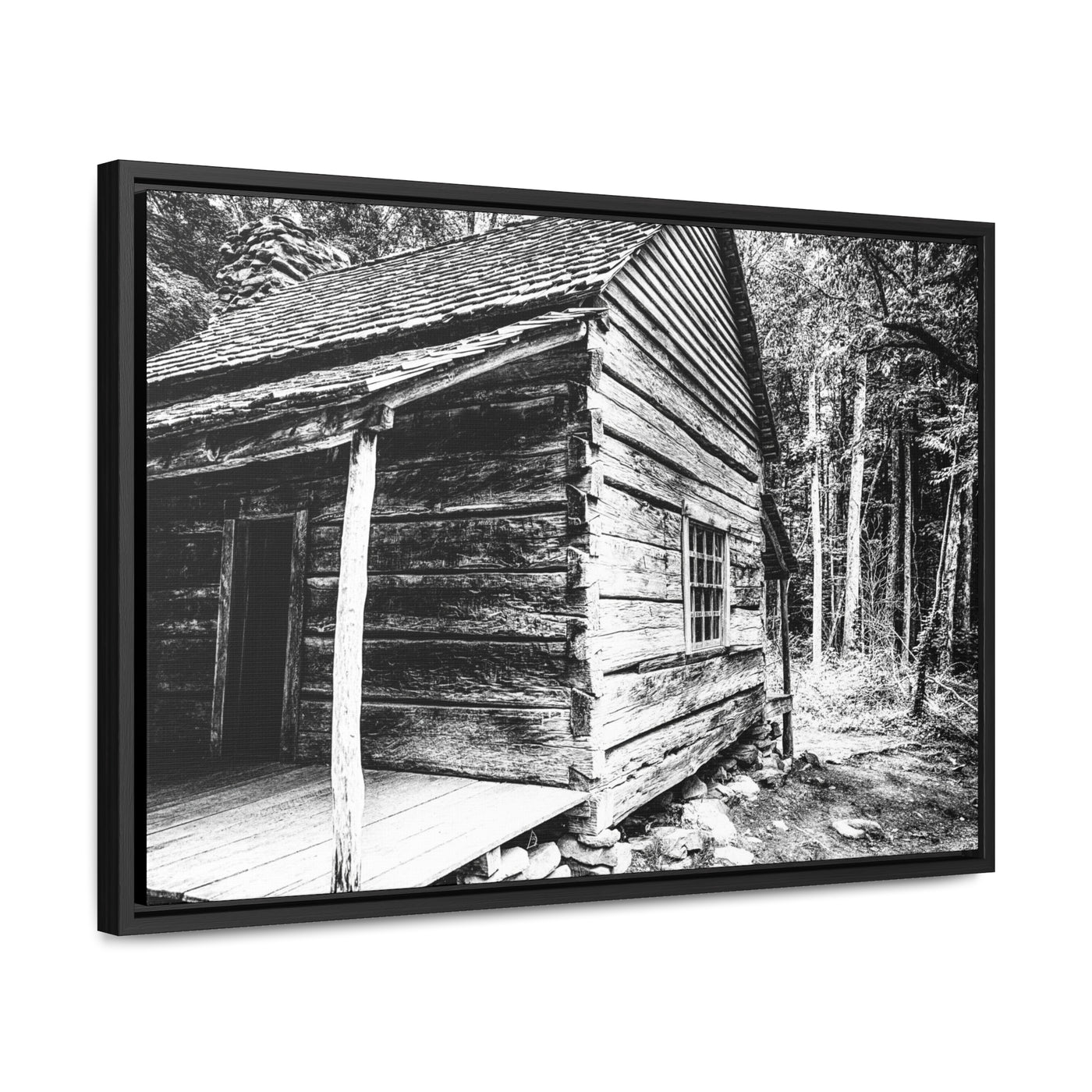 Old Log Cabin Black and White Wall Art