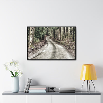 Rustic Mountain Road Framed Canvas Art Print