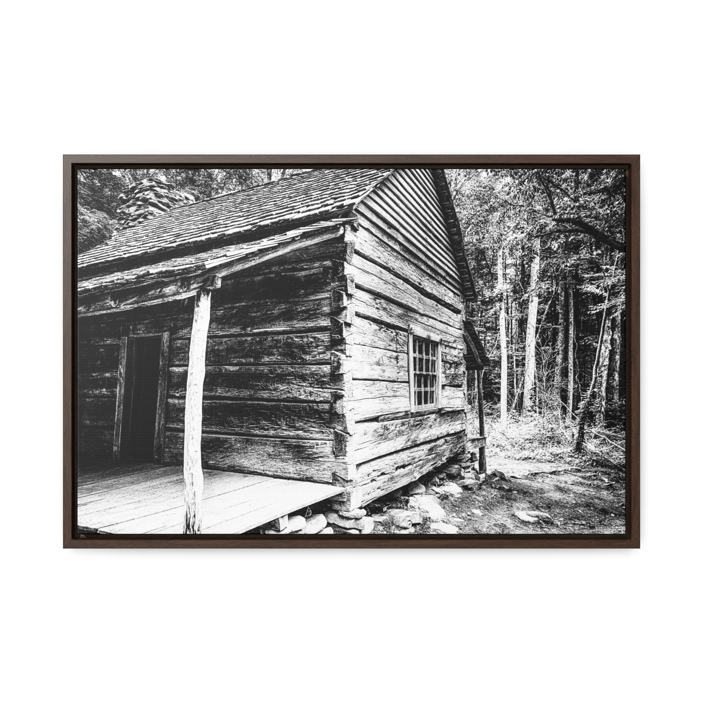 Old Log Cabin Black and White Wall Art