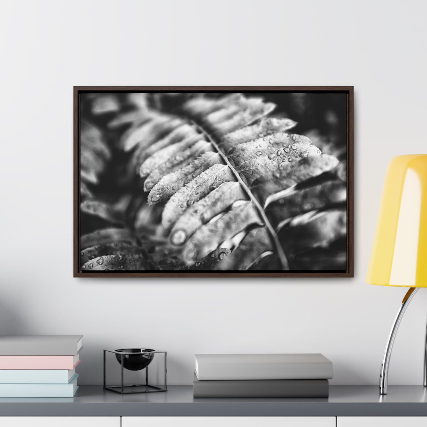 Black and White Fern Framed Canvas Wall Art Print