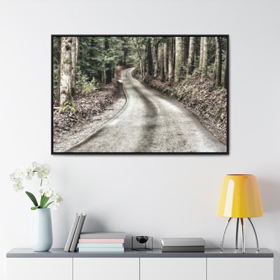 Rustic Mountain Road Framed Canvas Art Print