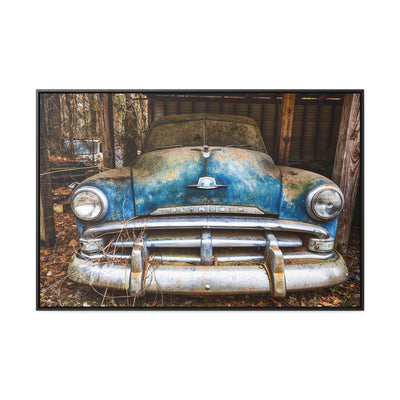 Rustic Old Blue Car Framed Canvas Wall Art