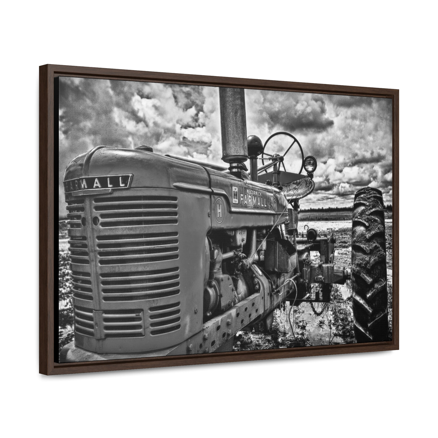 Black and White Tractor Wall Art Print