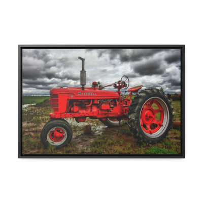 Farmhouse Red Tractor Framed Canvas Art Print