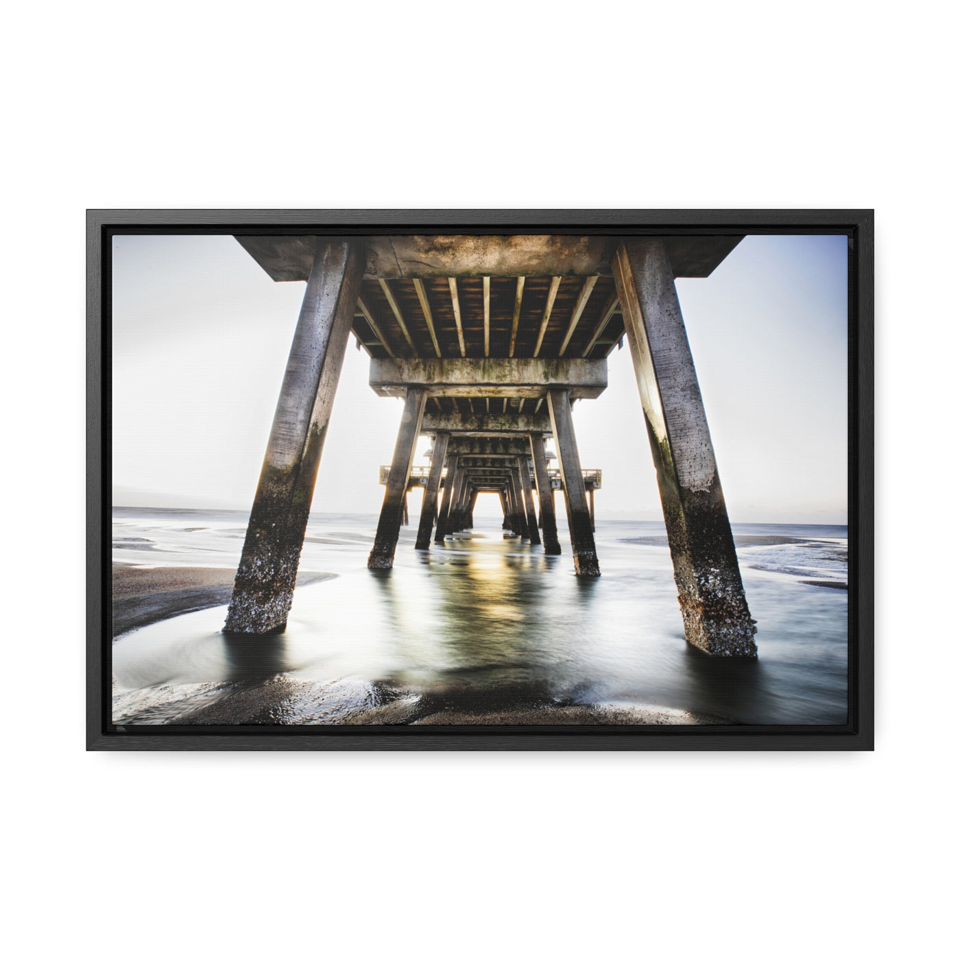 Beach Pier Framed Canvas Wall Art Print