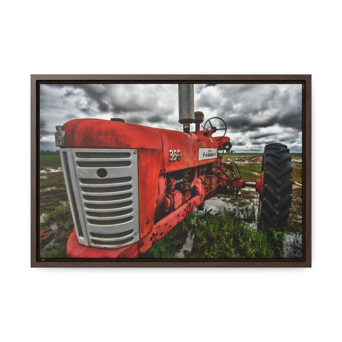 Country Home Antique Tractor Framed Canvas Wall Art Print