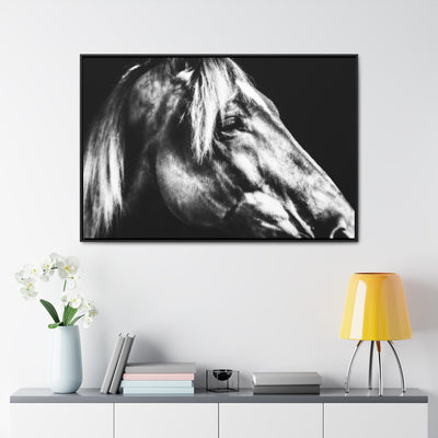 Black and White Horse Art Framed Canvas Wrap