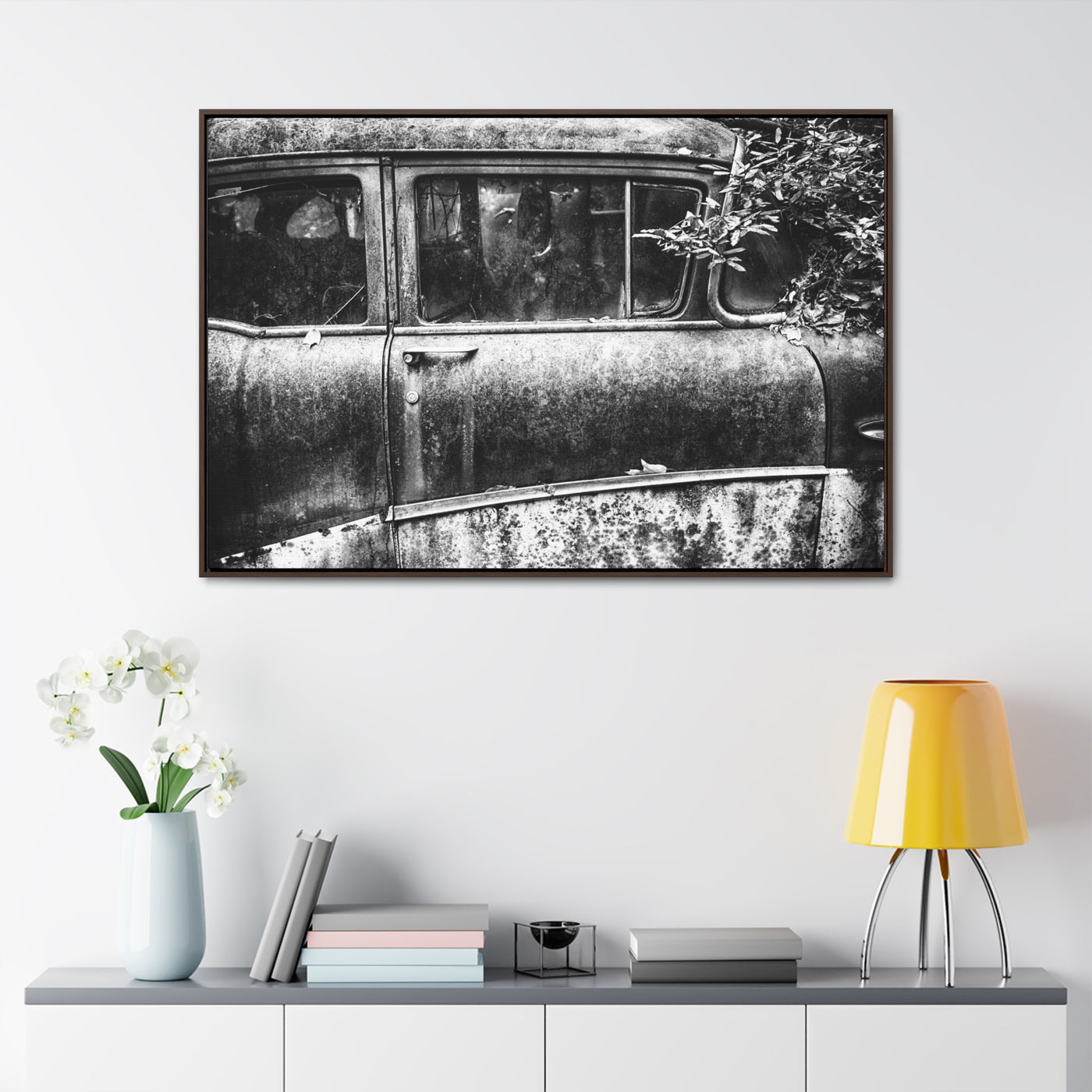 Old Car Black and White Art Print