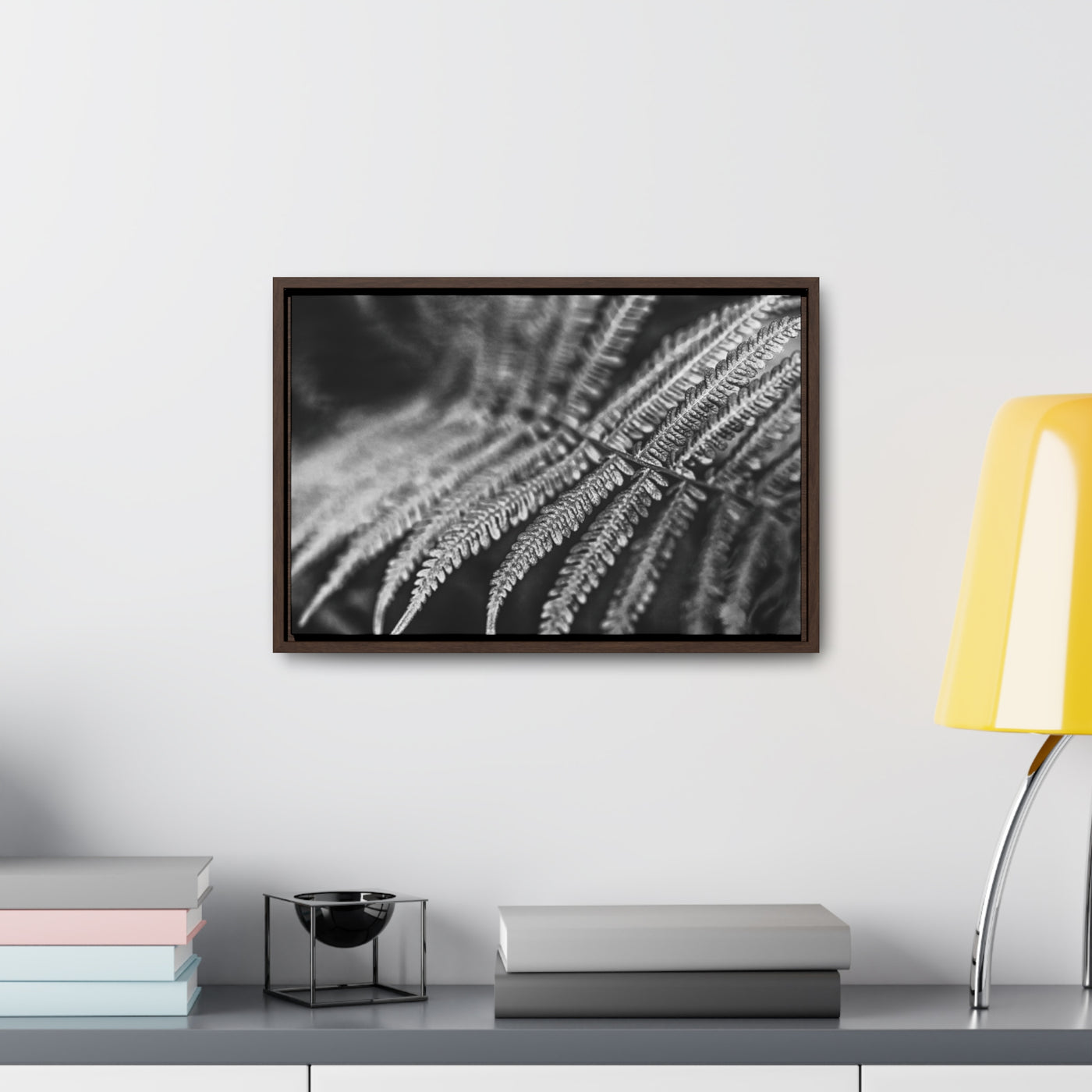 Relaxing Art Black and White Fern Framed Canvas Print