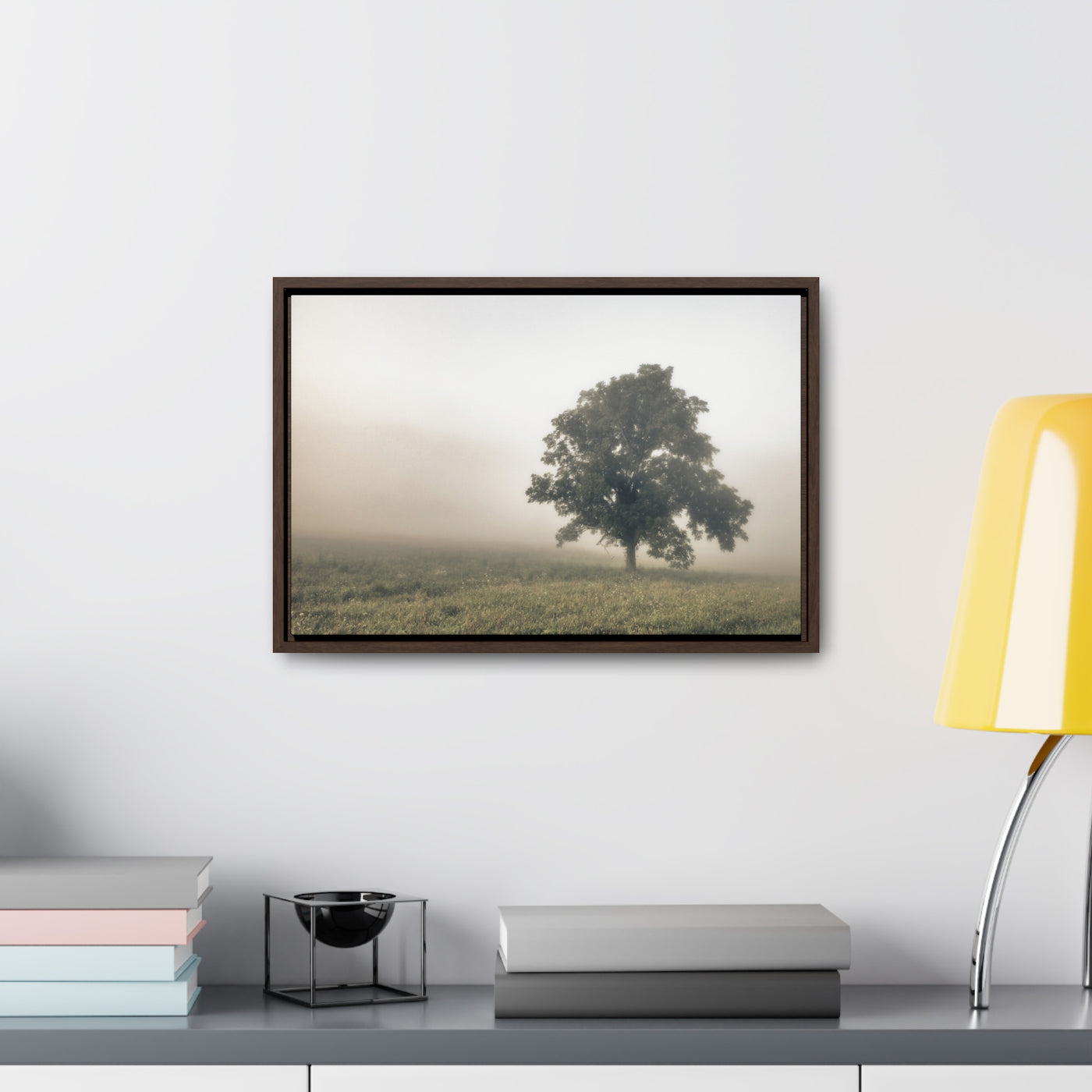 Tree in a Field Framed Canvas Wall Art Print