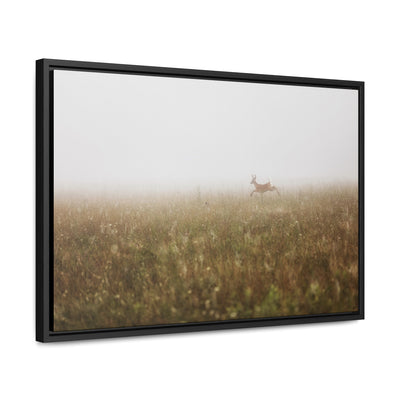 Whitetail Buck Jumping Framed Canvas Art Print