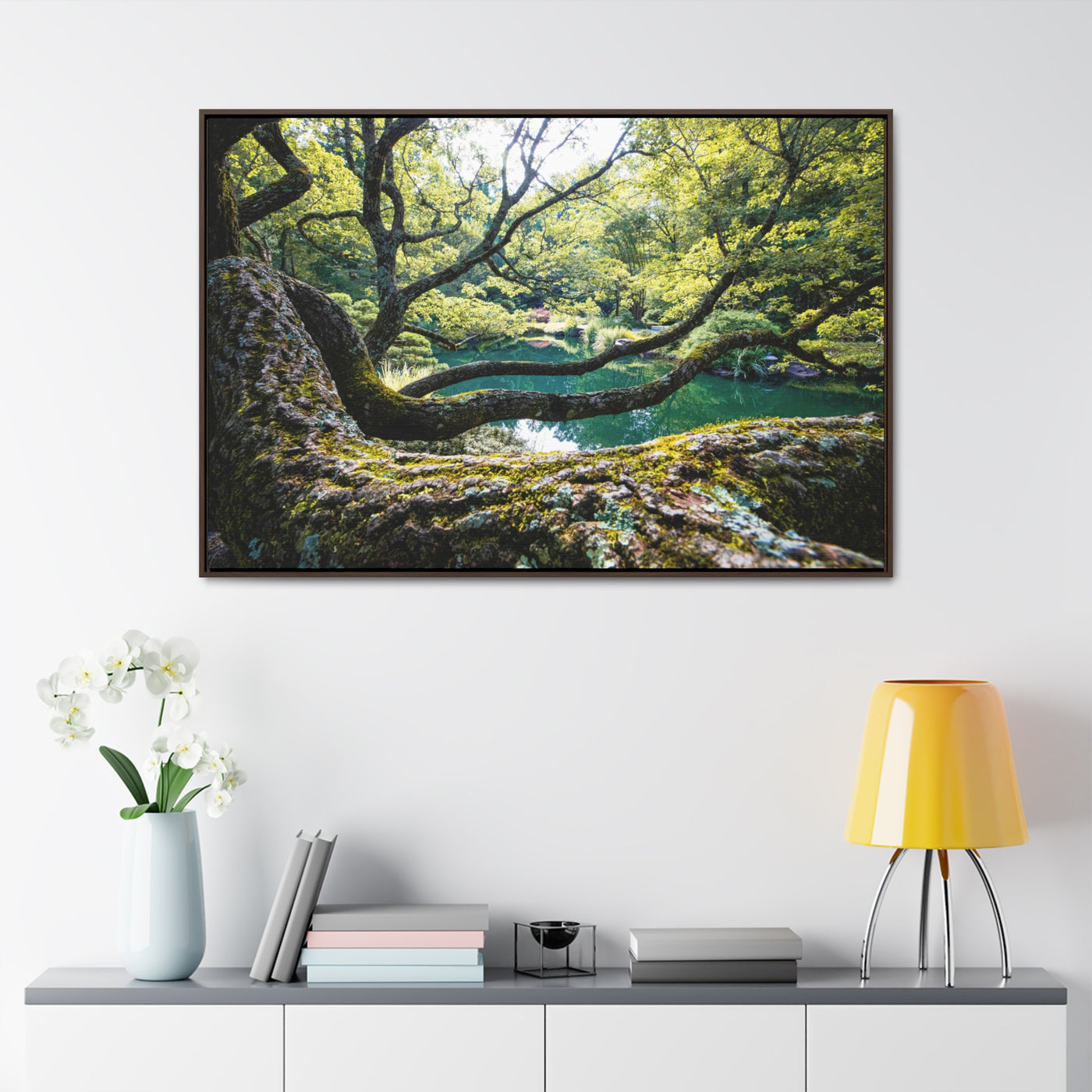 Flowing Tree Branches by a Pond Art Print