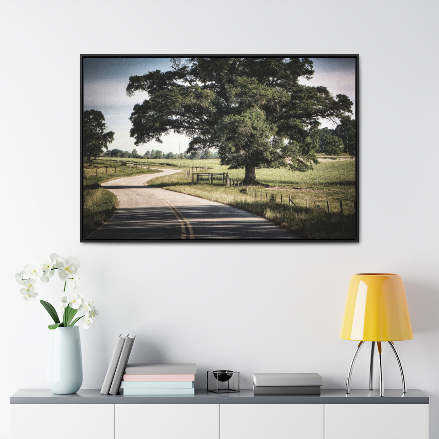 Old Country Road Framed Canvas Print