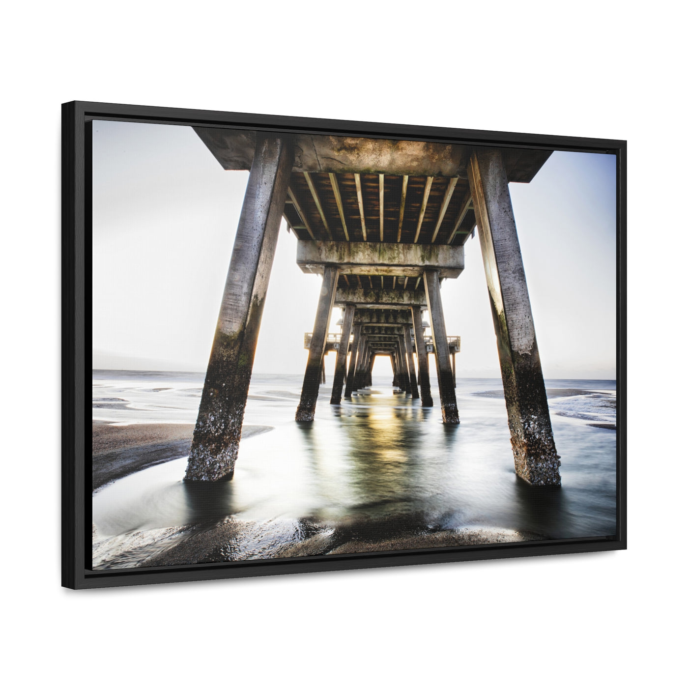 Beach Pier Framed Canvas Wall Art Print