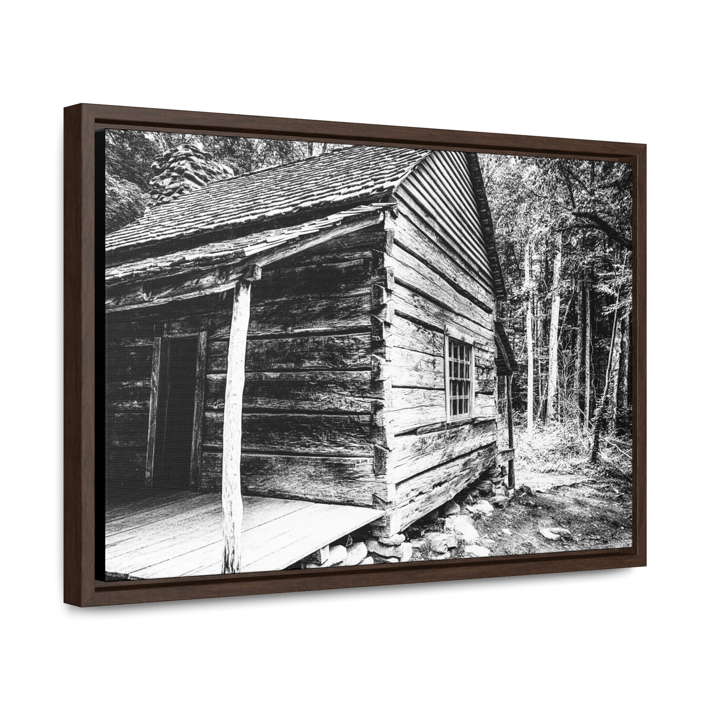 Old Log Cabin Black and White Wall Art