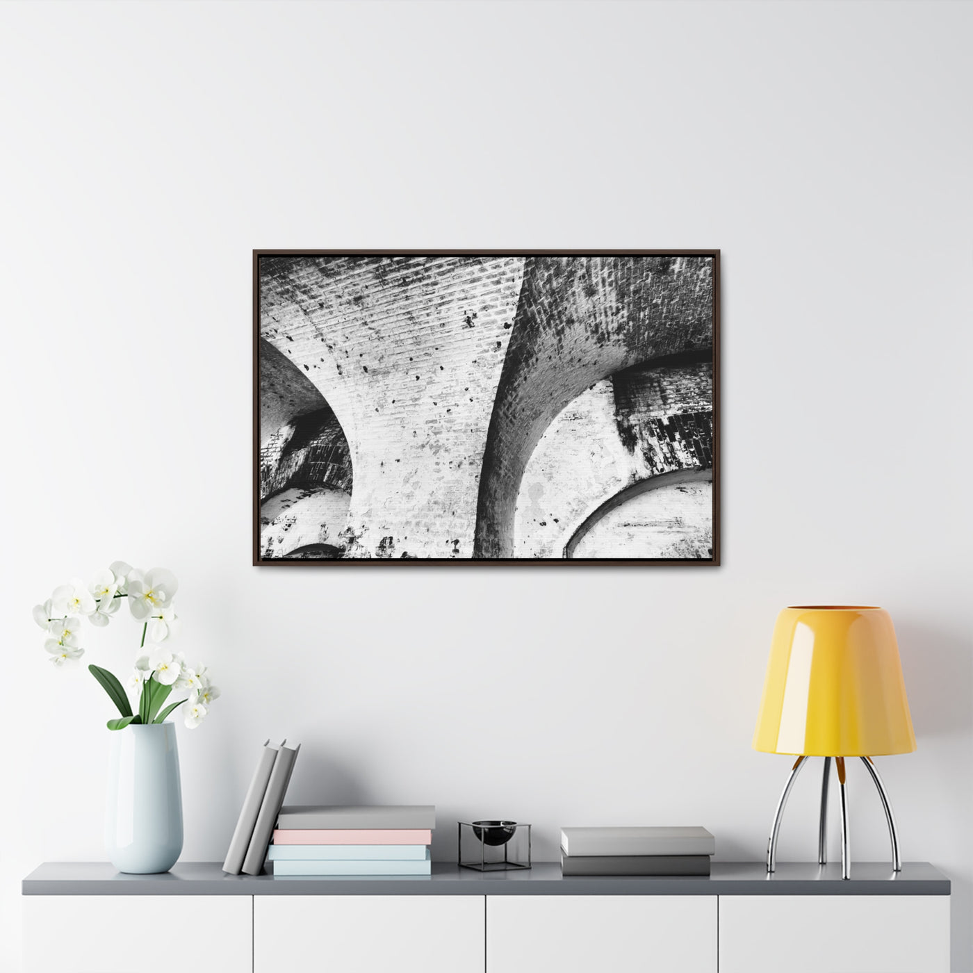 Fine Art Abstract Architectural  Black and White Framed Canvas Artwork