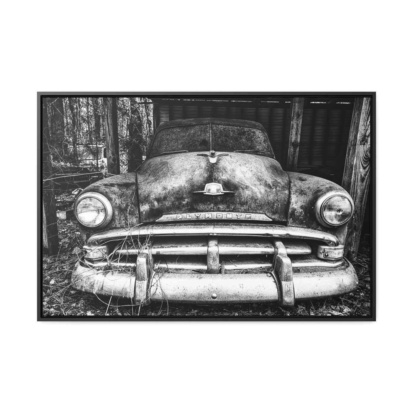 Old Antique Car Black and White Art Print