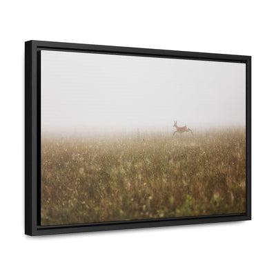 Whitetail Buck Jumping Framed Canvas Art Print