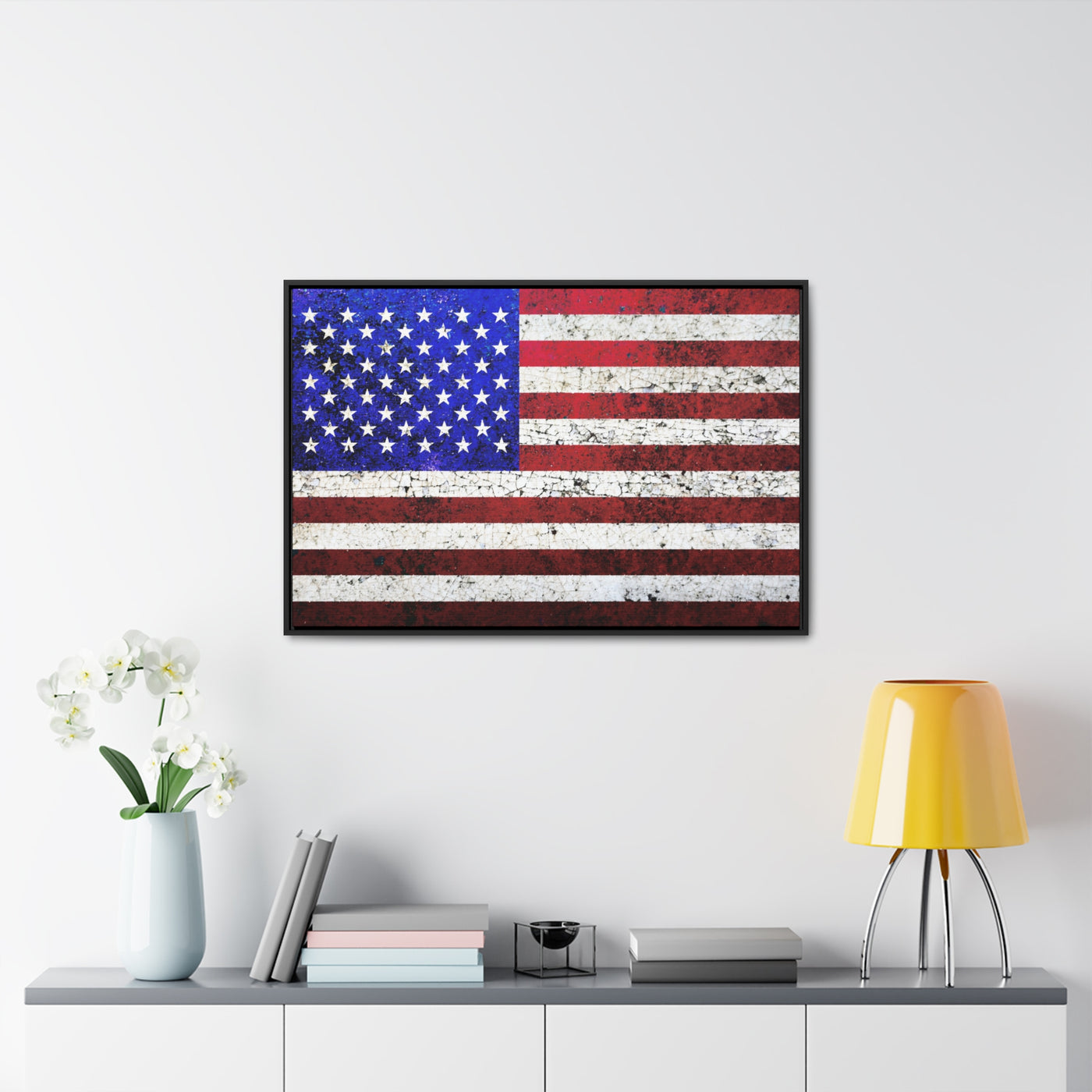 Canvas Wrap Art Print American Flag Framed