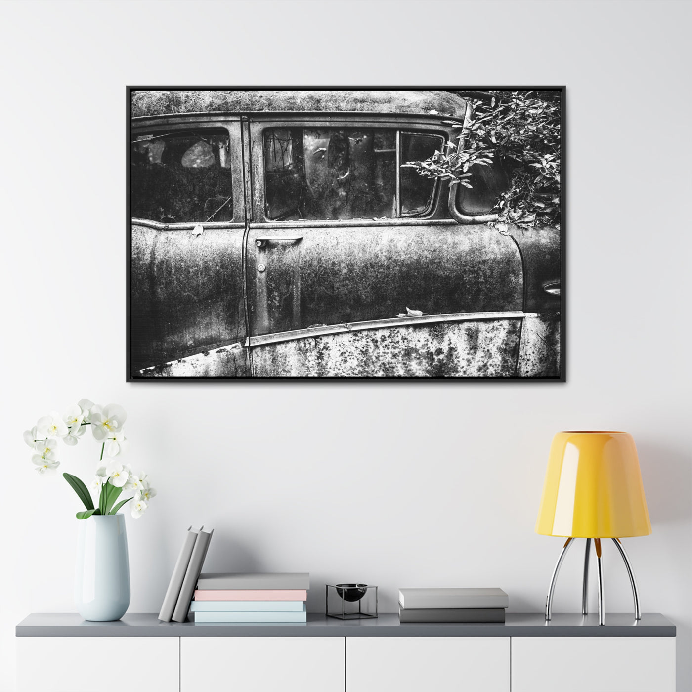 Old Car Black and White Art Print